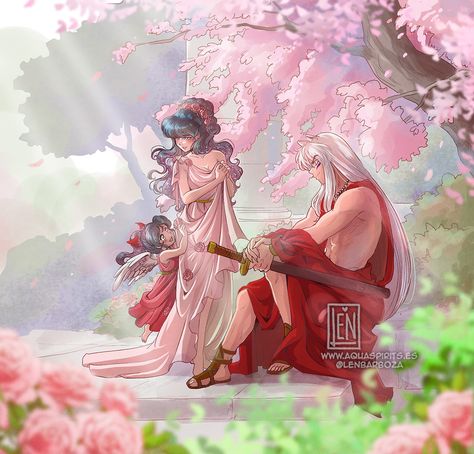 🌸LEN on Twitter: "Inuyasha-Ares, Kagome-Aphrodite & Moroha-Eros - InuOlympus (Greek AU)… " Inuyasha X Kagome, Inuyasha Funny, Inuyasha Love, Seshomaru Y Rin, Kagome And Inuyasha, Scary Animals, L Anime, Anime Fandom, Anime Sketch