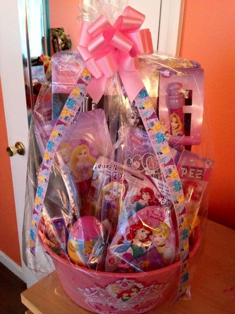 Disney Princess Easter Basket made by me Princess Basket Ideas, Princess Easter Basket Ideas, Princess Gift Basket, Princess Gift Ideas, Kids Gift Baskets, Disney Easter, Themed Gift Baskets, Diy Gift Baskets, Lamb Decorations