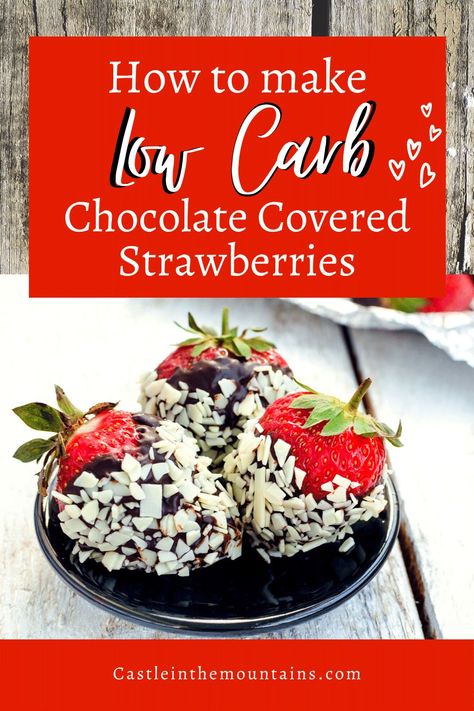 Keto Chocolate Strawberries - Gorgeous berries enrobed in dark chocolate Keto Receipts, Romantic Chocolate, Keto Valentines, Chocolate Covered Strawberry Recipe, Sugar Free Peanut Butter, Bakers Chocolate, Sugar Free Chocolate Chips, Keto Dessert Easy, Low Carb Chocolate