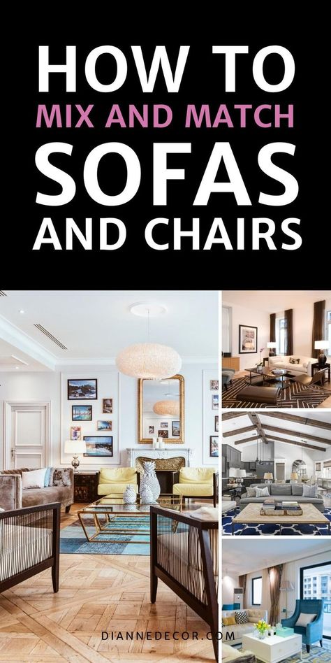 How To Mix And Match Sofas And Chairs In Your Living Room| Dianne Decor Mixing Sofas In Living Room, Mix And Match Sofas, Large Sectional Sofa, Living Room Sofa Set, Living Room Sofa Design, Matching Furniture, Living Room Lounge, How To Mix, Sofa Colors