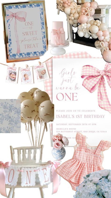 Sweet Caroline Birthday Theme, Bowtiful First Birthday, Bow First Birthday Cake, Girls Just Wanna Be One Birthday Theme, First Birthday Girl Bow Theme, Girls Just Want To Be One Birthday, Bow Themed First Birthday, First Birthday Bow Theme, Girls Just Wanna Be One Birthday