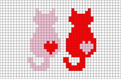 Kat Haken, Cat Cross Stitches, Pixel Crochet, Pola Kristik, Cat Cross Stitch, Pixel Pattern, Cross Stitch Animals, Red Cat, Tapestry Crochet