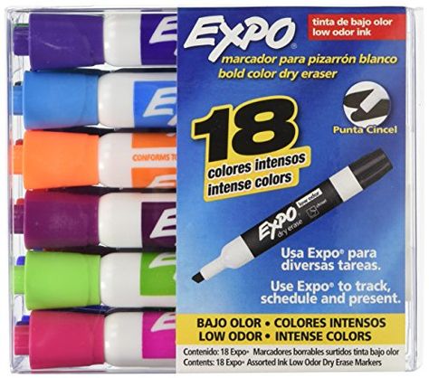 Expo Marker, School Must Haves, Teachers Day Gifts, Dry Erase Markers, Intense Colors, Office Ideas, Dry Erase, White Board, Rainbow Colors