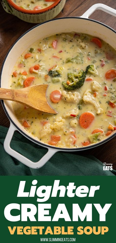 Weight Watcher Vegetable Soup, Cream Of Vegetable Soup, Creamy Vegetable Soup, Chicken Vegetable Soup Recipes, Low Calorie Vegetables, Low Calorie Soup, Vegetable Soup Healthy, Vegetable Soup With Chicken, Veg Soup