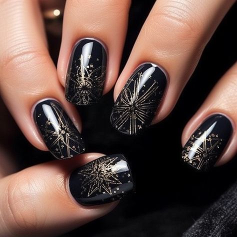 winter nails design midnight black and starry silver, nails with constellation patterns Solstice Nails, Winter Solstice Nails, Winter Nails Design, Winter Nail Designs, New Year's Nails, Silver Nails, Winter Solstice, Midnight Black, Nails Ideas