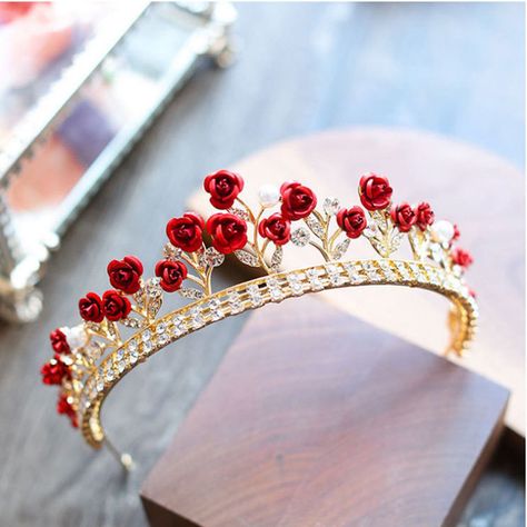 10 Red Rose gold tiaras crystals rhinestones    @6.59 ea  -  $15 Birthday Tiaras, Princess Tiaras, Crystal Crown Tiaras, Beauty And The Beast Theme, Crystal Bridal Tiaras, Tiara Bridal, Tiara Ring, Bridal Headwear, Beautiful Tiaras