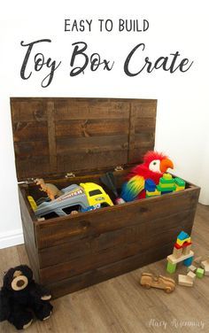 Pallet Toy Boxes, Toy Box Plans, Wood Toy Box, Wooden Toy Boxes, Wood Projects For Beginners, Wood Crafting Tools, Diy Holz, Popular Woodworking, Crate Storage