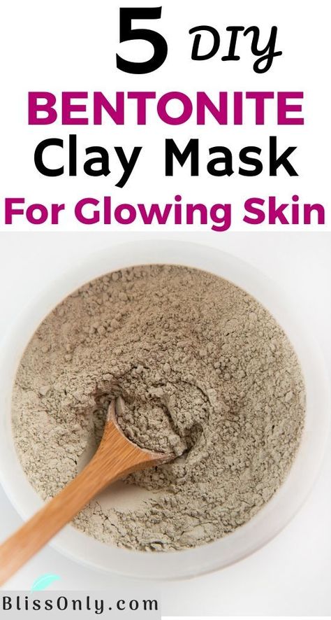 Diy Bentonite Clay Mask, Recipes For Glowing Skin, Bentonite Clay Benefits, Clay Mask Recipe, Bentonite Clay Face Mask, Bentonite Clay Mask, Mask Recipes, Blackhead Mask, Glowing Skin Mask