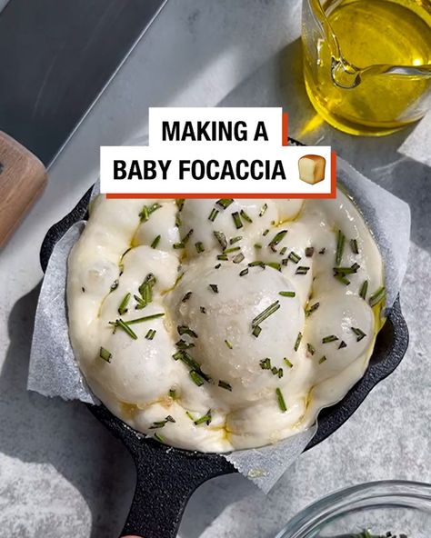 Baby Focaccia 🥹🍞 | focaccia | I love the little pan you bake it in 🥹🍞 | By STUDENTbible Easy Desserts, Bread, Baking, I Love