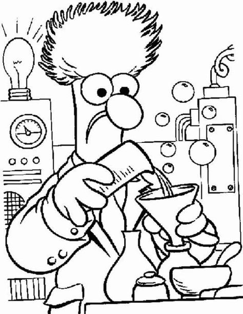 Fun Science coloring pages for your little one. They are free and easy to print. The collection is varied with different skill levels Science Coloring Pages, Science Experience, Halloween Science, Love Coloring Pages, Science Themes, The Muppets, Cartoon Coloring Pages, Color Worksheets, Disney Coloring Pages