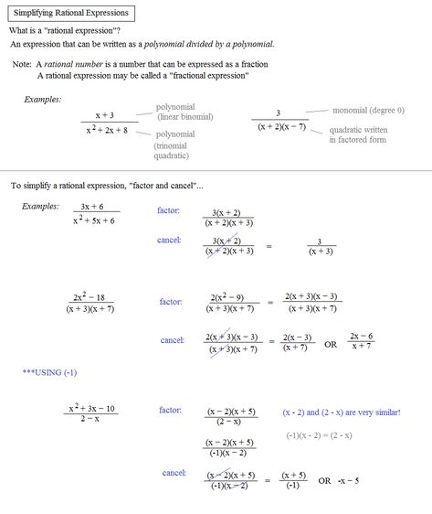 Rational Expressions Notes, Rational Algebraic Expression, Rational Equations, Dividing Polynomials, Rational Functions, Simplifying Rational Expressions, Rational Function, Classroom Preparation, Simplifying Expressions