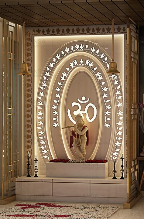 Mandir Decor, Puja Unit, Mandir Ideas, Pooja Room Designs, Pooja Room Ideas, Temple Ideas, Temple Room, Puja Ghar, Mandir Designs