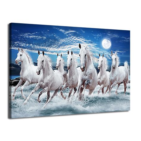 7 Running Horses, Horses Wall Art, Animals Painting, Art Painting Abstract, Abstract Pictures, Pictures For Living Room, White Horses, White Horse, Prints Wall Art