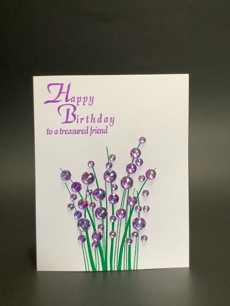 Cards With Rhinestones, Purple Birthday Card, Eid Card Designs, Purple Cards, Papertrey Ink Cards, Fabric Postcards, Birthday Cards Diy, Christmas Cards To Make, Handmade Birthday Cards