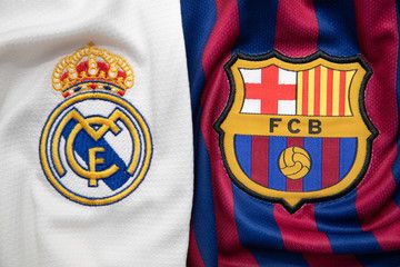 BANGKOK, THAILAND -JULY 19: The Logo of Real Madrid against Barcelona on Football Jerseys on July 19,2018. , #Aff, #Logo, #Real, #BANGKOK, #THAILAND, #JULY #Ad Real Madrid And Barcelona, Real Madrid Shirt, Barcelona Jerseys, Carlo Ancelotti, Zinedine Zidane, Madrid Barcelona, ريال مدريد, Camp Nou, Uefa Champions League