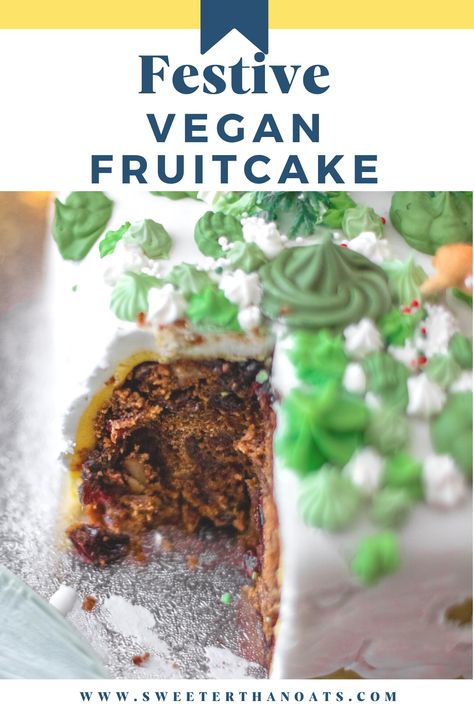 Looking for a delicious vegan Christmas fruitcake recipe? I have the perfect recipe that will impress both vegans and non-vegans alike. My vegan Christmas cake is made with a moist and flavourful base, filled with a delightful blend of spices and mixed dried fruits. To make it even more special, I have soaked the dried fruit in brandy. Not convinced? You can whip up it up in less than 10 minutes! This cake is the perfect centrepiece for your festive celebrations. Vegan Fruitcake Recipe, Vegan Christmas Cake, Figgy Pudding Recipe, Vegan Fruit Cake, Christmas Fruitcake, Christmas Cake Recipe, Easy Cakes To Make, Dried Fruit Mix, Fruit Cake Christmas