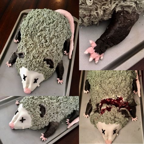 Possum Party Ideas, Roadkill Cake, Trailer Trash Party Ideas, Opossum Cake, Trailer Trash Party Food, White Trash Bash Food, Trailer Trash Party Decorations, Possum Cake, White Trash Party Ideas