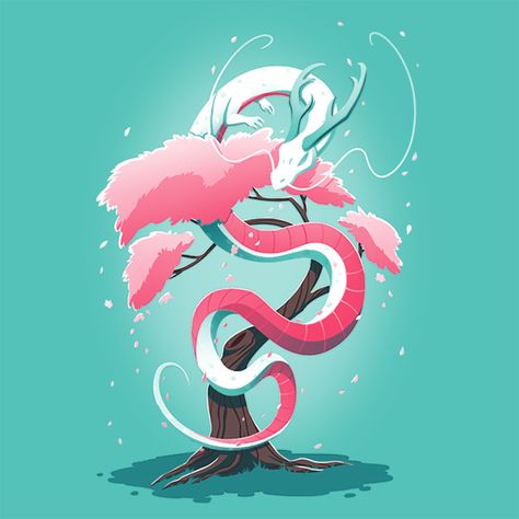 Chinese Dragon Illustration, Cherry Blossom Dragon, Dragon Funny, Dragon Designs, Chinese Dragons, Eastern Dragon, Screen Wallpapers, Spirit Animals, Cute Fantasy Creatures