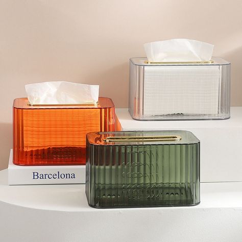 Material: PET Package Included: 1pc Tissue Box Color: Transparent, Green, White, Orange Quantity: 1pc Size: 18cm x 10.2cm x 12cm/7.09" x 4.02" x 4.72" (Approx.) Specifications: You can easily get storage holder that comes with a spring at the bottom that holds your paper towel, so you can easily reach the last paper towel in the box, with the help of this tissue box. It is easy to find storage holder that has several rounded holes in the bottom that allow you to easily open the box to add and change tissues, with the help of this tissue box. By making with PET material, it can be used for long time. The length of the product is 18cm, the width is 10.2cm, and the height is 12cm. It will be perfect for bathroom, office or any other spot you have tissues. Citrus Bathroom, Bathroom Napkins, Tissue Paper Holder, Paper Towel Dispenser, Tissue Dispenser, Napkin Dispenser, Bamboo Box, Bathroom Tissue, Kleenex Box