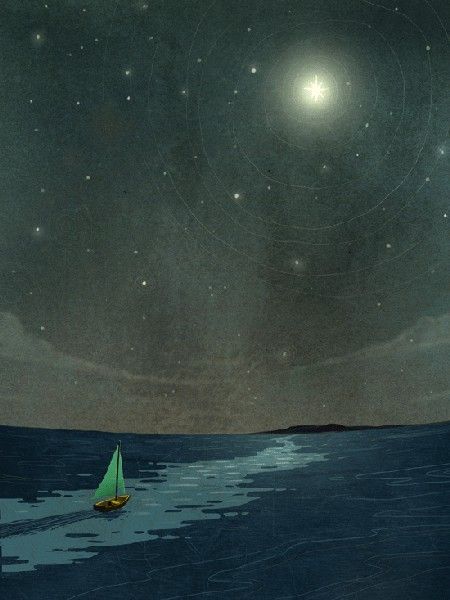 North Star - Dadu Shin Dadu Shin, Sea Scape, Star Illustration, A Sky, Night Art, North Star, Pics Art, Art Stuff, Painting Projects