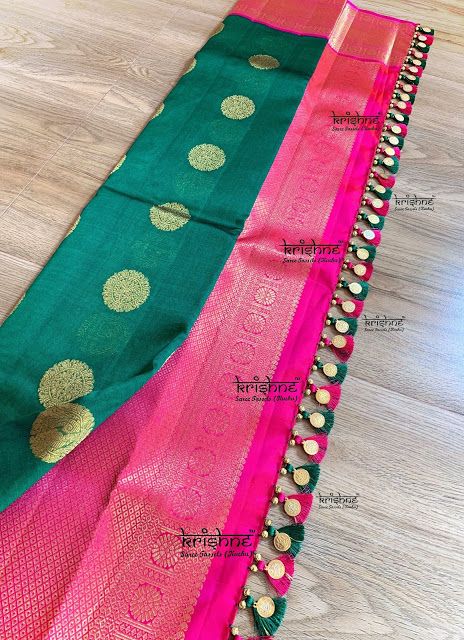 Kasu Coin Saree Tassels Baby Kuchu, Grand Saree, Saree Kuch, Tassel Ideas, Saree Kuchulu, Saree Kuchu Design, Saree Kuchu New Designs, Tassel Embroidery, Designer Tassels