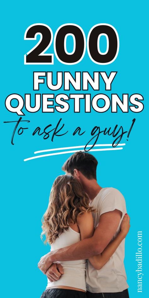 Bring on the Laughter! 😂 Need ideas to keep your conversations entertaining? Our list of 200 funny questions to ask a guy has you covered. From light-hearted banter to hilarious insights, these questions are perfect for any setting. Click here to explore and start asking these fun questions today! What Questions To Ask A Guy You Like, Best Questions To Ask A Guy, Silly Questions To Ask, Weird Questions To Ask, Questions To Ask People, Funny Questions To Ask, Questions To Ask A Guy, Have You Ever Questions, Flirty Questions