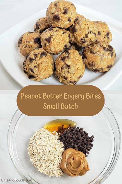 No Bake Oatmeal Peanutbutter Protein Balls, 4 Ingredient Energy Oatmeal Balls, 4 Ingredient Energy Balls, Small Batch Peanut Butter Balls, Small Protein Snacks, Power Balls Recipe Energy Bites, Small Snacks To Make, Peanut Energy Balls, Oatmeal Peanut Butter Balls