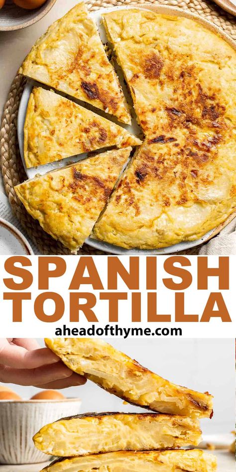 Spanish Potato Tortilla, Tortilla Spanish, Tortilla Patatas, Spanish Potato Omelet, Potato Egg Bake, Spanish Eggs, Spanish Tortilla Recipe, Tortilla Espanola, Potato Tortilla