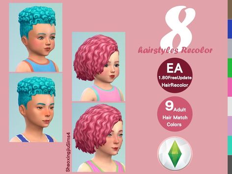 The Sims Resource - EA 1.80 FreeUpdate Hair Recolor Glitter Makeup, Makeup Set, Toddler Hair, Maxis Match, The Sims Resource, Hair Sticks, Sims Resource, Free Hair, Featured Artist