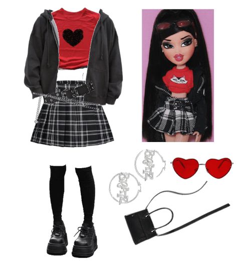 Diy Bratz Costume, Bratz 2000s Outfits, Bratz Themed Outfit, Outfits Bratz Style, Brats Inspired Outfits, Bratz Style Inspiration, Bratz Doll Outfits Inspiration, Bratz Inspo Outfit, Bratz Cosplay