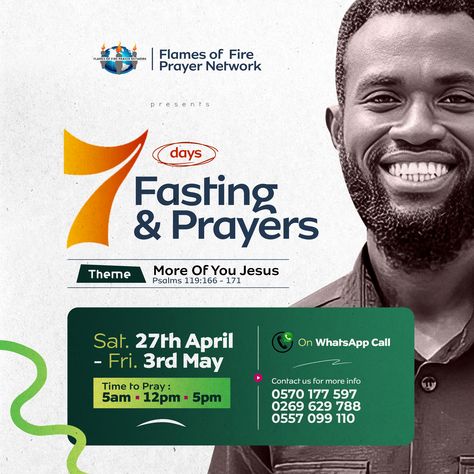 7days fasting and prayers church flyer designed by oppomence graphics, contact us on 0247369275 Fasting And Prayer Flyer Design, Church Flyer Design Ideas, Prayer Flyer Design, Fliers Design, Event Poster Design Inspiration, Course Flyer, Fasting And Prayer, Webinar Design, Nigeria Flag