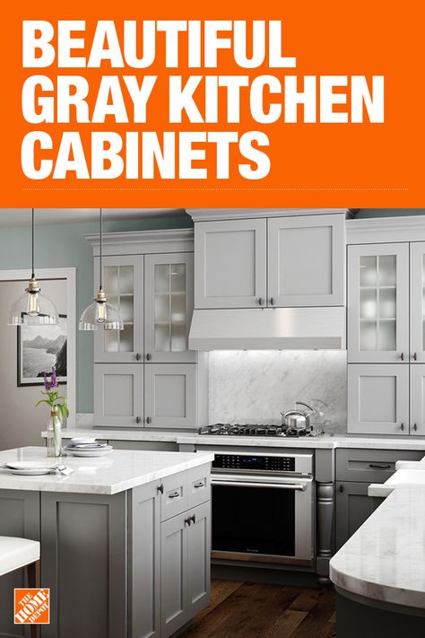 The Home Depot has everything you need for your home improvement projects. Click to learn more and shop available kitchen cabinets. Gray Kitchen Cabinet Ideas, Light Gray Kitchen, Kitchen Cabinets Home Depot, Light Grey Kitchen Cabinets, Gray Kitchen Cabinets, Home Depot Kitchen, Light Grey Kitchens, Kitchen Cabinet Trends, Small Kitchen Cabinets