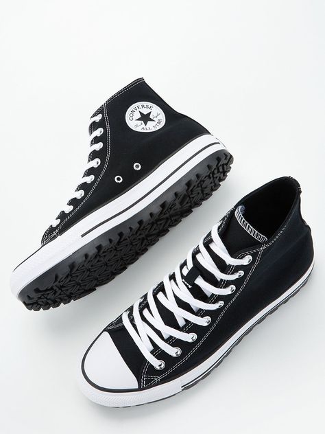 Converse mens city trek hi top trainers - white/black material content: canvas washing instructions: wipe clean Shoe Less Tie Style, Tomboy Sneakers, Converse Closet, Levi Core, Black Converse Outfit Men, Converse Shoes Outfit, Boy Closet, Converse Shoes Men, Mens Converse