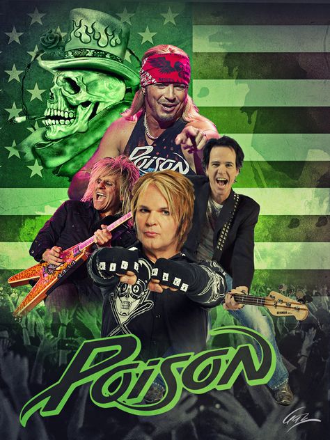 Poison The Band, Poison Poster, Bobby Dall, Rikki Rockett, Poison Rock Band, Bret Michaels Poison, Rock Poster Art, Bret Michaels, Band Group