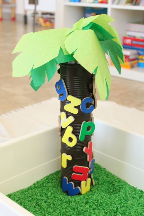 Chicka Chicka Boom Boom Sensory Bin, Sensory Storytime, Chicka Chicka Boom Boom Activities, Letter Magnets, Preschool Sensory, Sensory Tubs, Chicka Chicka Boom Boom, Chicka Chicka, Tree Study