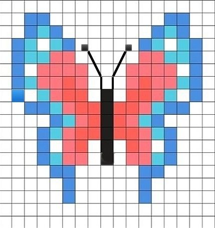 Butterfly Grid Pattern, Butterfly Pixel Art, Crochet Quilt Blanket, Pixel Crochet Blanket, Cross Stitch Sea, Butterfly Cross Stitch Pattern, Butterfly Stitches, Crochet Butterfly Pattern, Fuse Bead Patterns