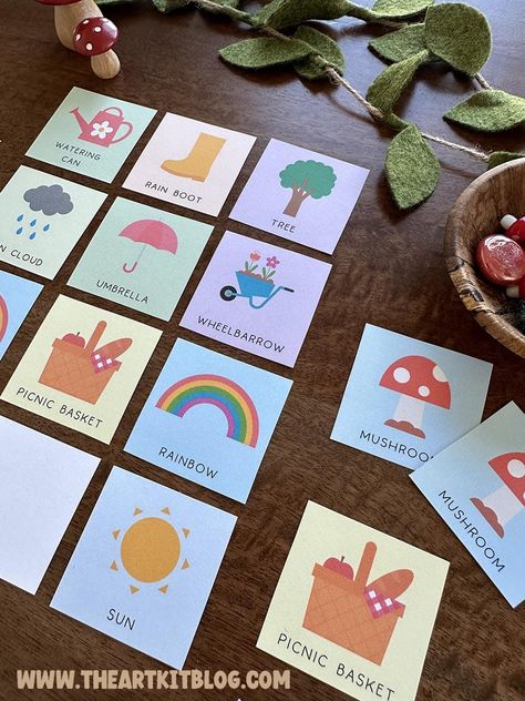 Spring Memory Match Game for Kids FREE PRINTABLE! Spring Memory Game Free Printable, Spring Games, Free Games For Kids, Memory Match Game, Shell Game, Match Game, Counting Cards, Watering Cans, Free Teaching Resources