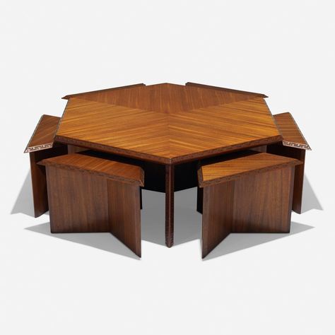 Frank Lloyd Wright Octagonal Table Hexagon Coffee Table, Prairie Design, Frank Lloyd Wright Design, Octagon Table, Artistic Furniture, Industrial Coffee Table, Organic Architecture, Frank Lloyd, Frank Lloyd Wright