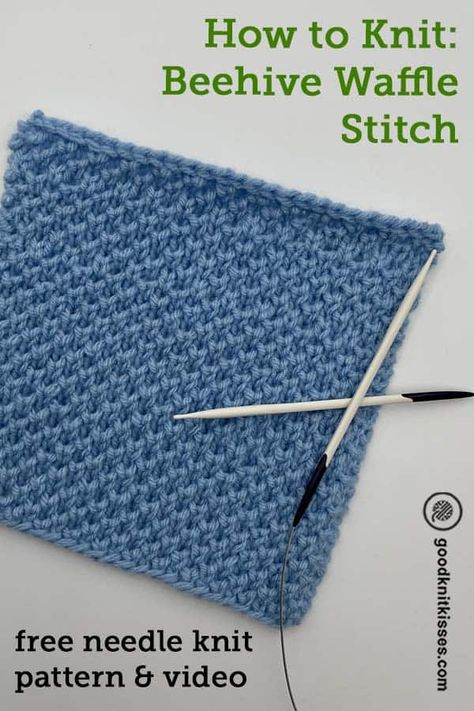 How to Needle Knit the Beehive Waffle Stitch Pattern - GoodKnit Kisses Knitted Dishcloths Free Patterns, Knit Dishcloth Pattern Free, Knit Washcloths, Knit Washcloth, Knitted Dishcloth Patterns Free, Cardboard Tree, Knitted Dishcloths, Knit Dishcloth Pattern, Knitted Washcloth Patterns