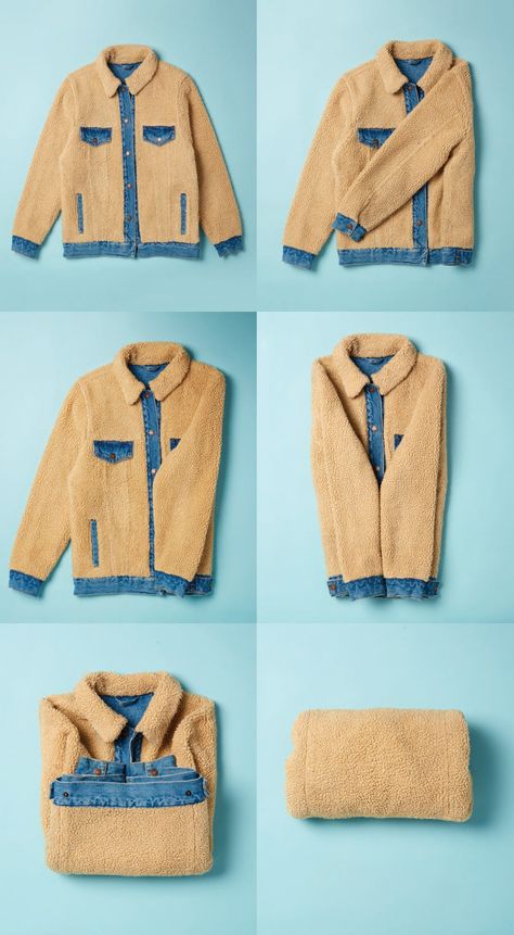 How To Fold Winter Clothes, How To Fold A Jacket With A Hood, How To Fold Puffer Jacket, How To Fold A Jacket, Jacket Folding Hack, How To Fold Winter Jacket, How To Fold Bulky Sweaters To Save Space, How To Fold Heavy Jackets, Folding Jackets