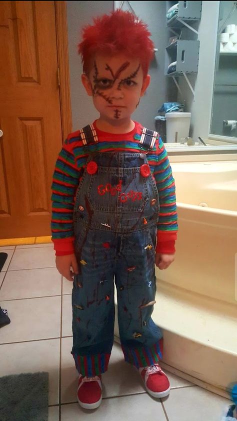 Chucky Costume Mens, Diy Chucky Costume, Chucky Halloween Costume, Chucky Costume, Chucky Halloween, Peinados Fáciles Para Cabello Corto, Peinados Faciles, Mens Costumes, Halloween Kids