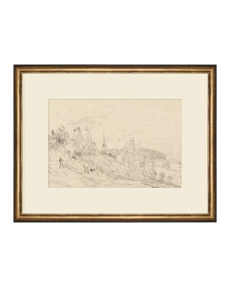 Landscape Scenery Drawing, Scenery Sketch, Scenery Drawing, Vintage Framed Art, Landscape Sketch, Graphite Drawings, Landscape Artwork, Landscape Scenery, Landscape Drawings