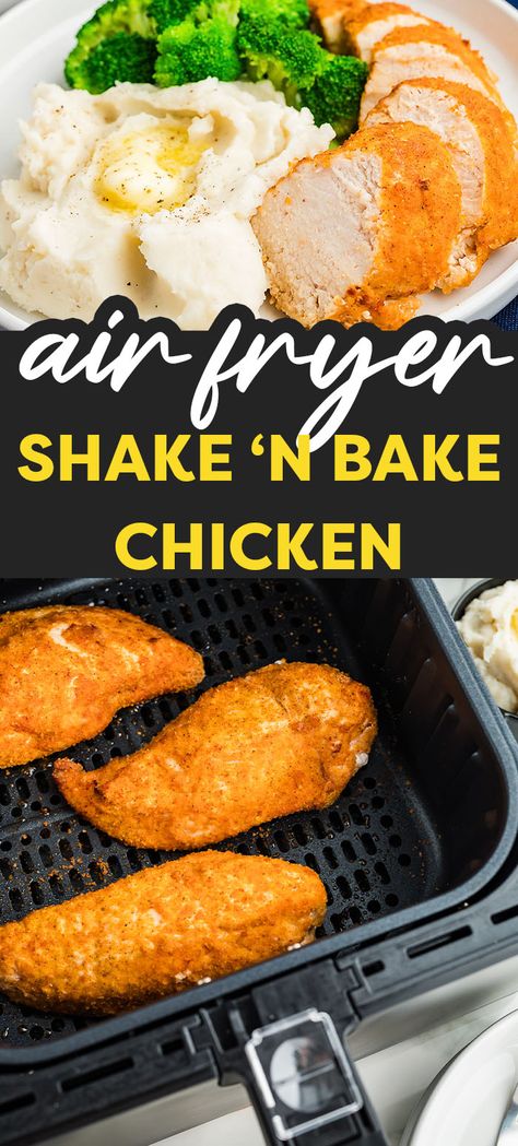 This classic shake and bake chicken is better than ever when you cook it in your air fryer! Chicken Shake And Bake, Shake And Bake Chicken, Pretzel Crusted Chicken, Shake N Bake Chicken, Shake And Bake, Breaded Pork Chops, Bake Chicken, Shake N Bake, Vegetarian Side Dishes