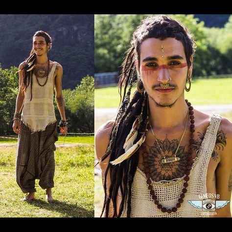 Loooove this style. I would wear the myself Boho Men’s Outfits, Hippie Men, Moda Hippie, Look Festival, Boho Men, Burning Man Outfits, Dreads Styles, Estilo Hippie, Hair Wraps