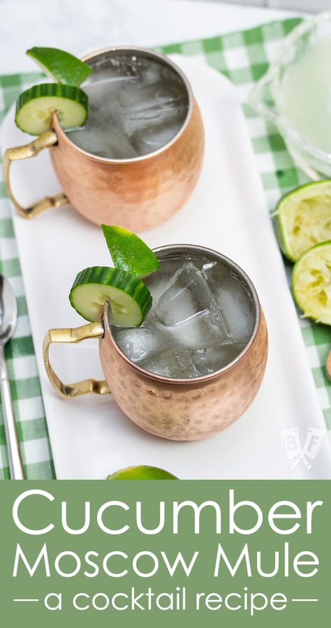 Homemade cucumber-infused vodka is a deliciously cool addition to this spicy ginger cocktail, served in a copper mug. (#ad) Cheers to the Cucumber Moscow Mule! | #cocktail #moscowmule #gingerbeer #infusedvodka #happyhour #mixology @moscowmuled via @bigflavors Cucumber Moscow Mule Recipe, Cucumber Vodka, Ginger Cocktails, Moscow Mule Cocktail, Craft Cocktail Recipe, Moscow Mule Recipe, Copper Mug, Mule Cocktail, Mule Recipe