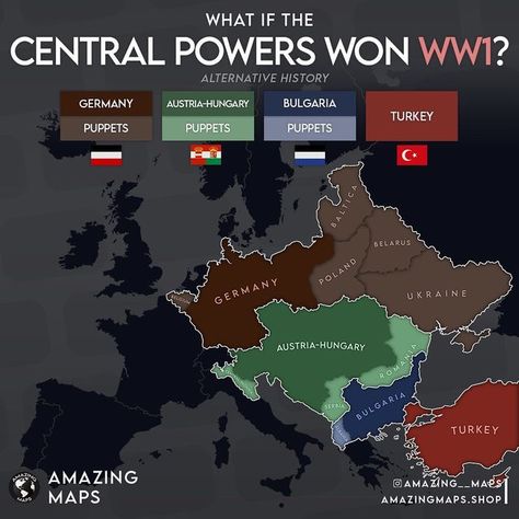 Ww1 Alternate History, Alt History Maps, Ww1 Armor, Alternate Maps, Map Mapping, Fictional Country, Central Powers, Indian History Facts, Imaginary Maps