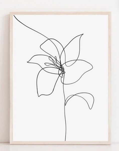 Continuous Line Tattoo Flower, Abstract Lily Tattoo, One Line Lily, Lily Flower Line Art, One Line Flower Drawing, Lily Line Drawing, Fine Line Lily Tattoo, Lily Outline, Lilly Flower Drawing