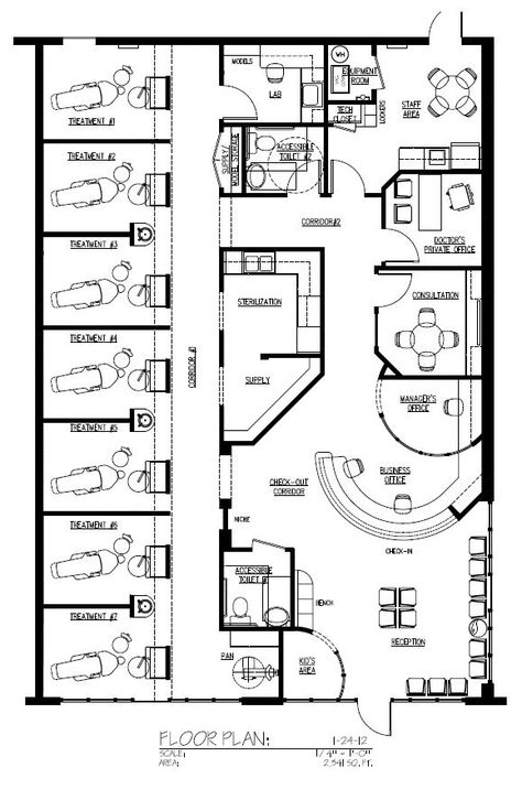 Dental Office Design Floor Plans, Dentist Floor Plan, Dentist Office Floor Plan, Private Medical Clinic Design, Private Clinic Interior Design, Dental Clinic Design Plan, Clinic Plan Architecture, Med Spa Floor Plan, Medical Clinic Floor Plan