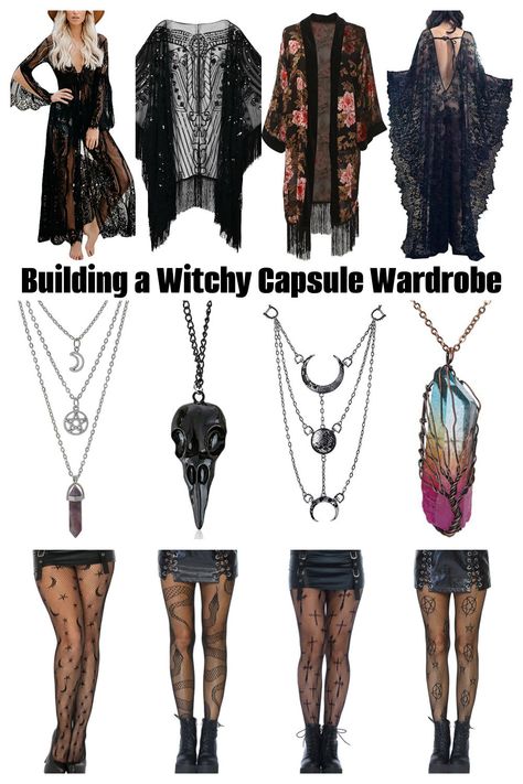 Building a Witchy Capsule Wardrobe Boho Wardrobe Capsule, Witchy Capsule Wardrobe, Witchy Grunge Outfits, Witchy Style Outfits, Witchy Fashion Modern Witch, Witchy Boho Fashion, Witchy Vibes Outfit, Witchy Summer Outfits, Witchy Outfits Aesthetic