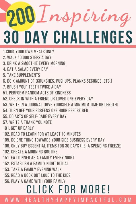 You'll love these creative 30 day challenges to do with friends, kids, family, or by yourself. Use them to take your life to the next level and jumpstart your progress with anything from writing to fitness. 30 Day challenge lifestyle. 30 day challenge fitness fun. 30 challenge workouts. Challenge yourself everyday. Personal growth plan. 30 Day Challenge Ideas Fun, Challenges To Do With Friends, Challenged To Do With Friends, Inspirational Family Quotes, Workouts Challenge, 30 Day Challenge Fitness, 30 Day Challenges, 30 Challenge, Family Quotes Inspirational